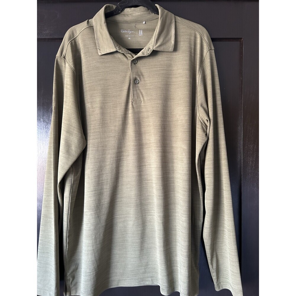 Golf Shirt By Walter Hagen Sz Xl Long Sleeve In Dark Olive Green In DRI Wick Fab - Picture 2 of 4